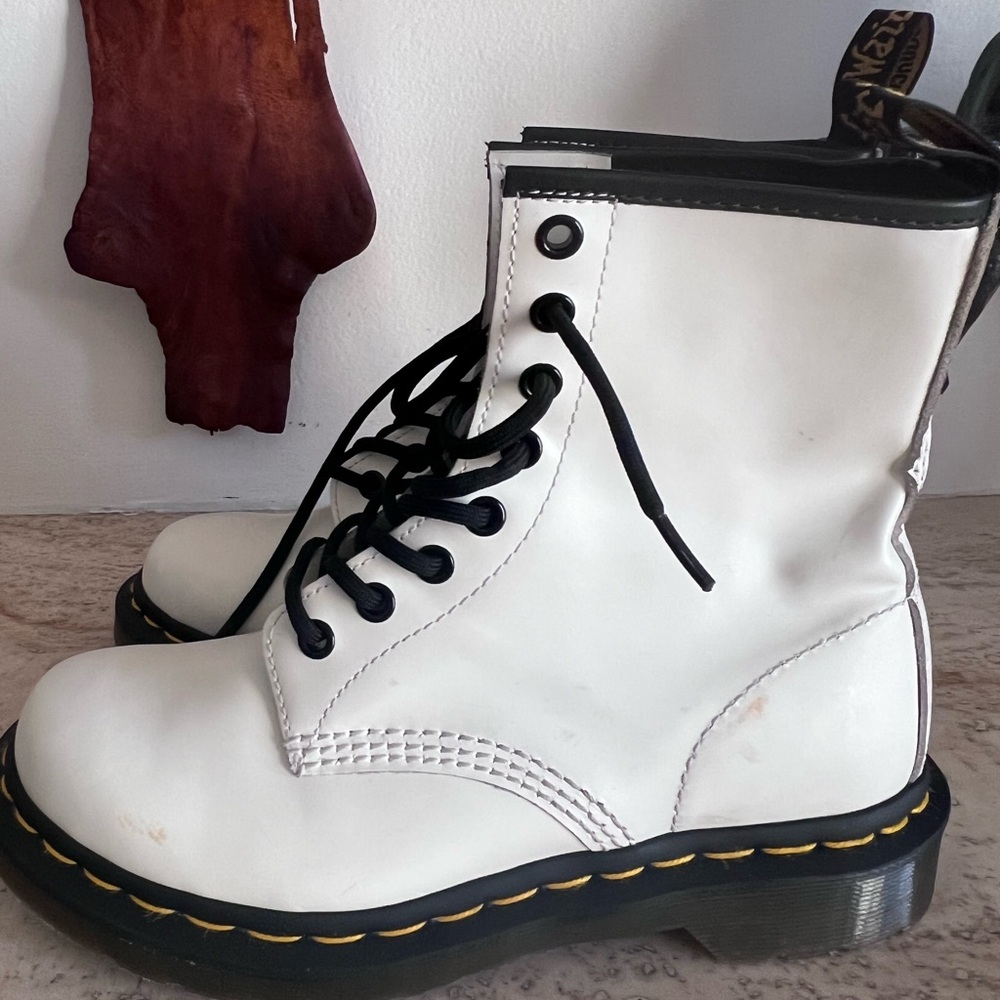 Dr. Martens White Boots with Black Laces